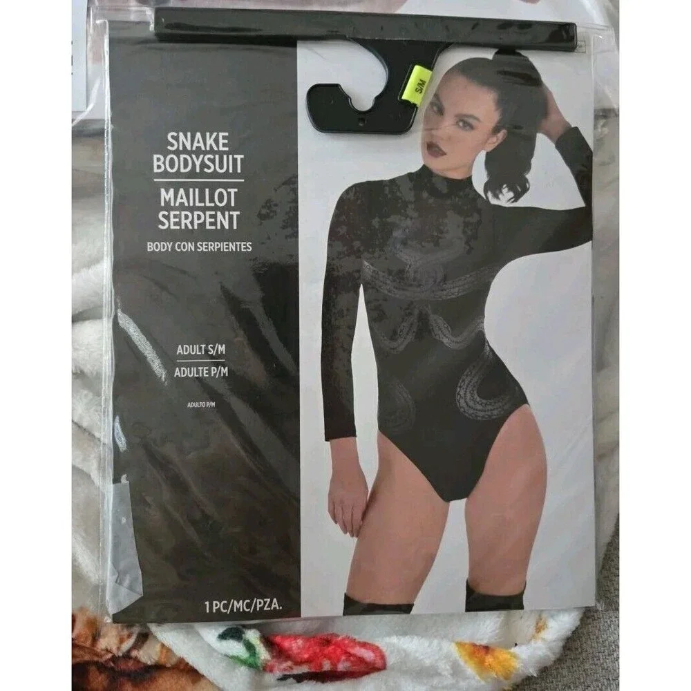 Snake Bodysuit Black Cleopatra Egyptian Dress Up Halloween Adult Costume NEW S/M - Picture 1 of 2